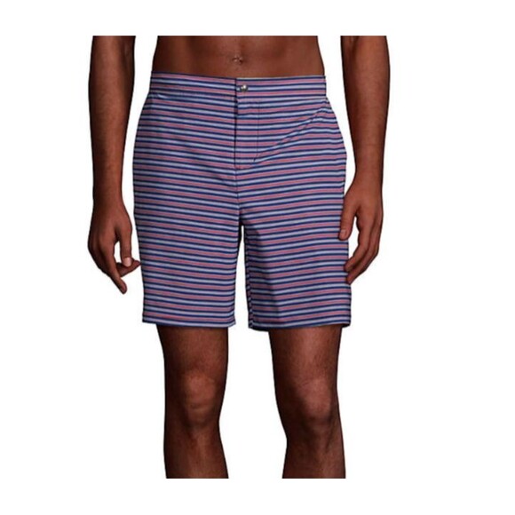 NWT $70 LANDS' END swimsuit Men's XXL Lined 7" Hybrid Swim Shorts trunks blue 2x - Picture 1 of 5